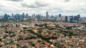 Aerial view of Jakarta cityscape in Indonesia