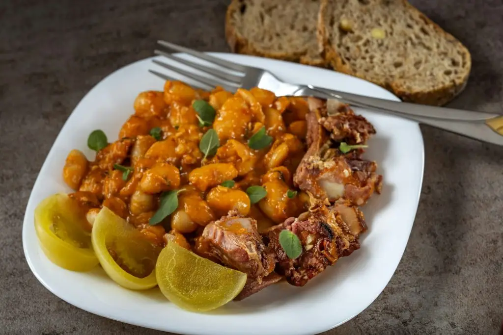 Beans stew with smoked pork meat