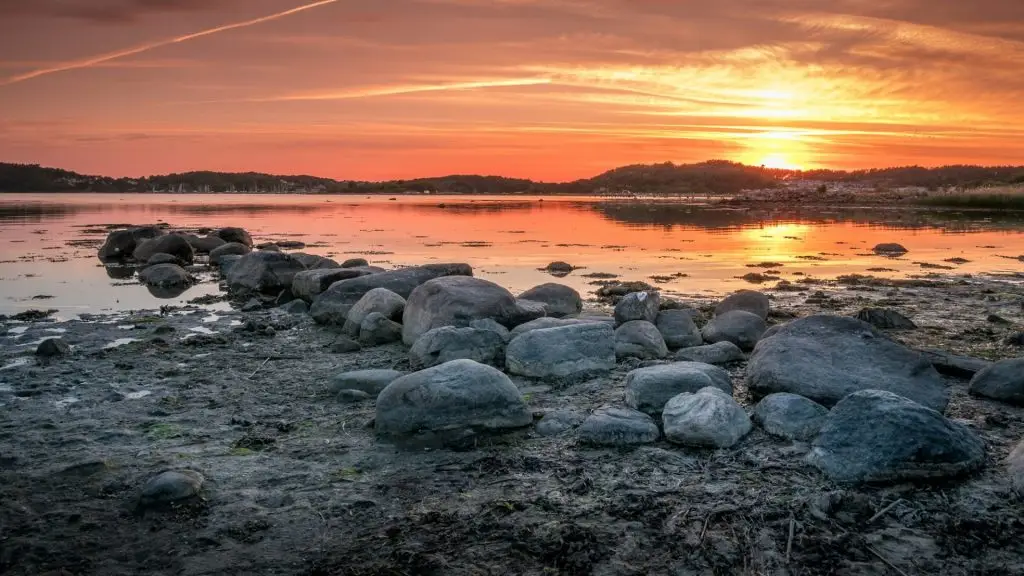 Beautiful sunset over Baltic sea near Gothenburg city, Sweden