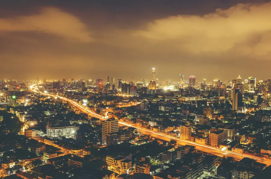 cityscape of Bangkok at night, Thailand
