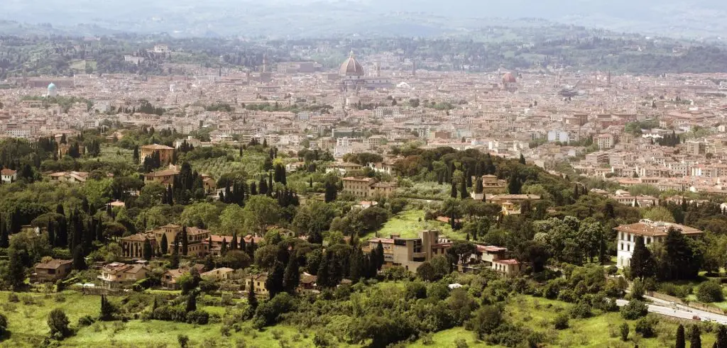 Florence in Tuscany, Italy panorama view from the North of the c