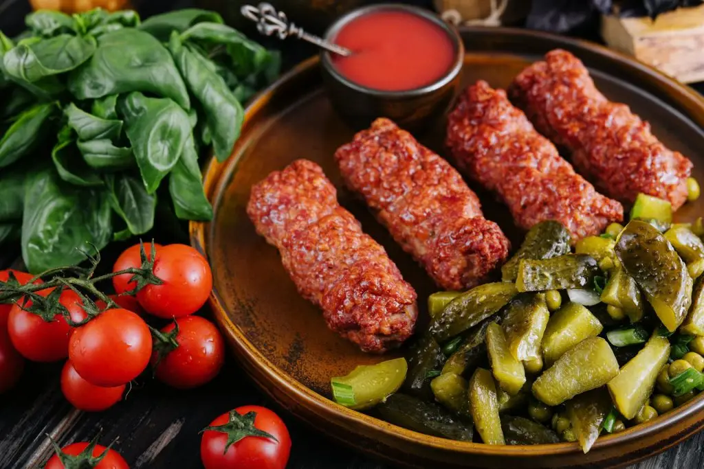 Meat rolls mititei or mici traditional romanian food