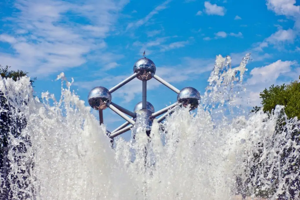 Modern fountain with sculpture