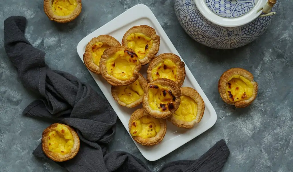 pastel de nata, de Belem, also known as Portuguese custard tart is a Portuguese egg tart pastry
