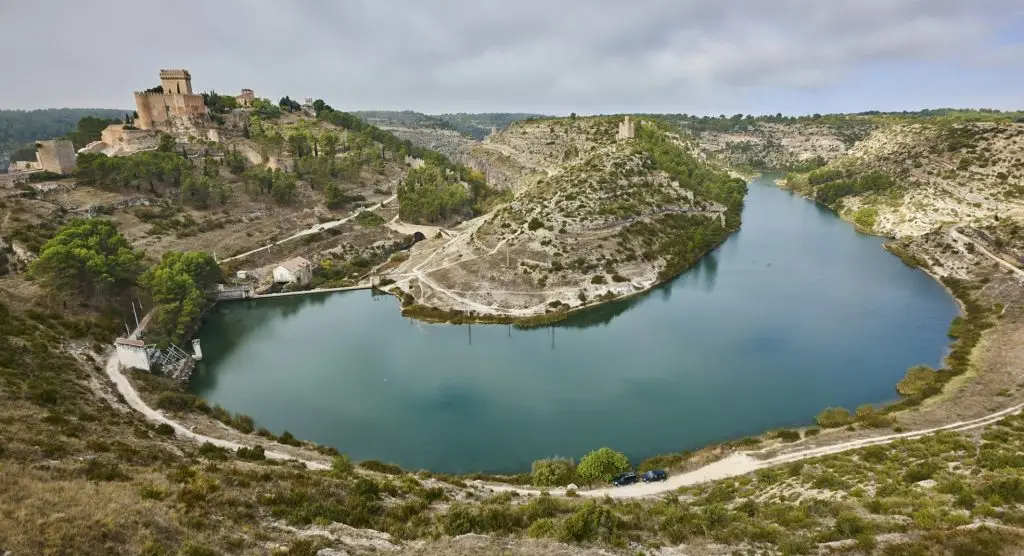 Spanish picturesque medieval fortress and river in Alarcon. Tourism. Spain