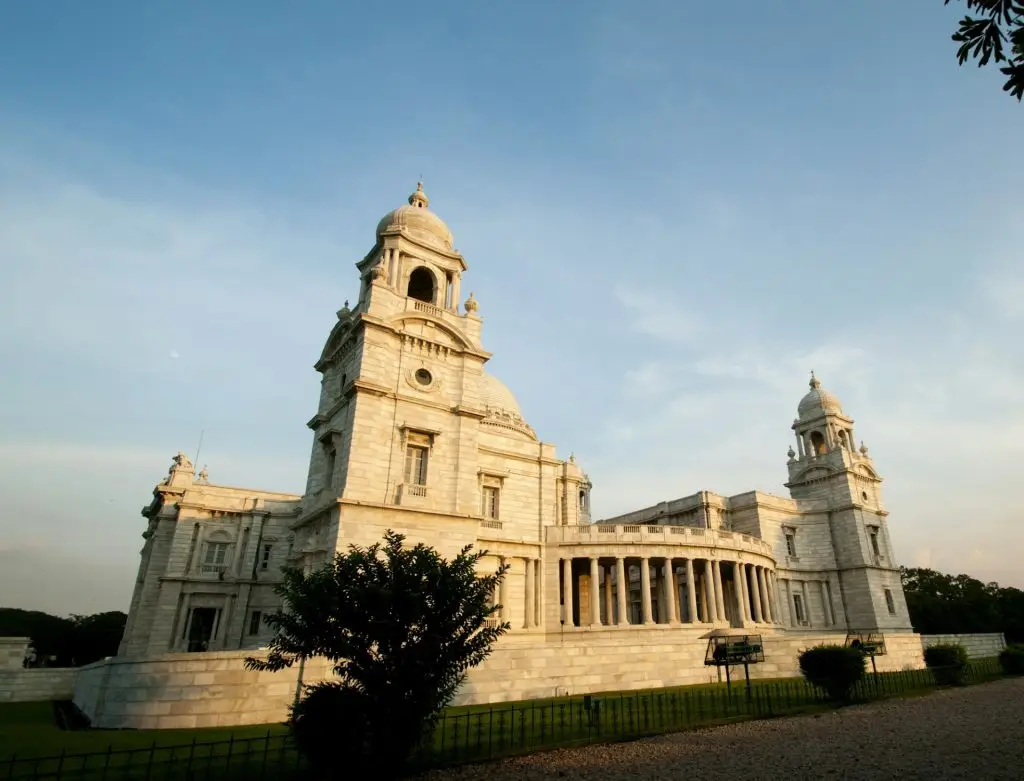 The Victoria Memorial is a large marble building in Kolkata, West Bengal, India.