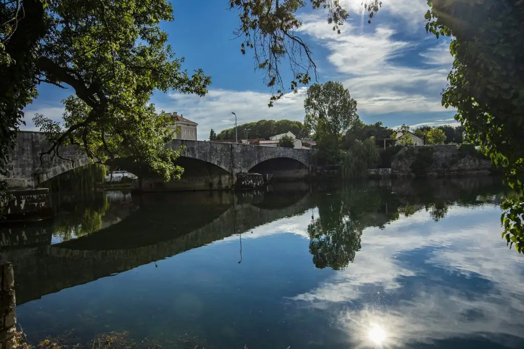 Trebisnjica river in Trebinje town, Bosnia and Herzegovina