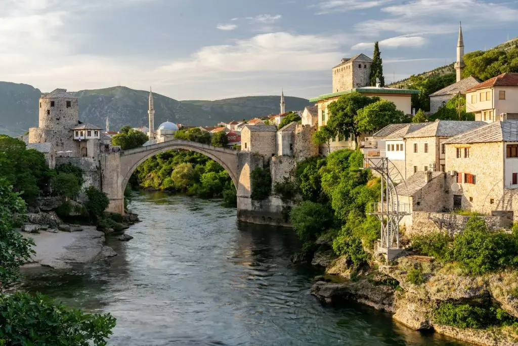 View of Mostar bridge, Bosnia and Herzegovina, daytime