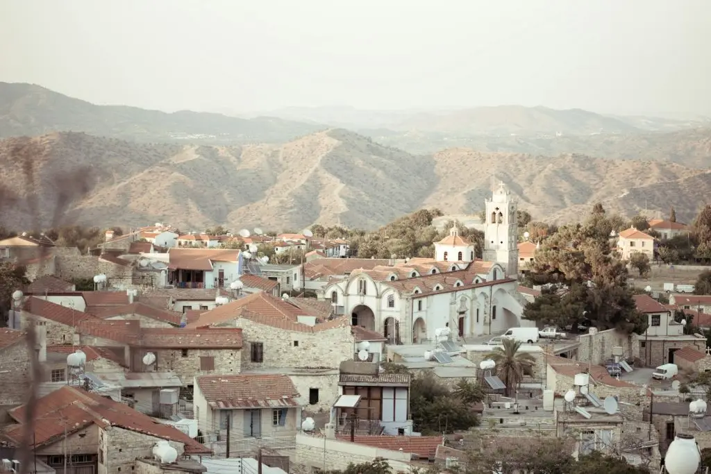 View of old buildings of the authentic Cyprus village