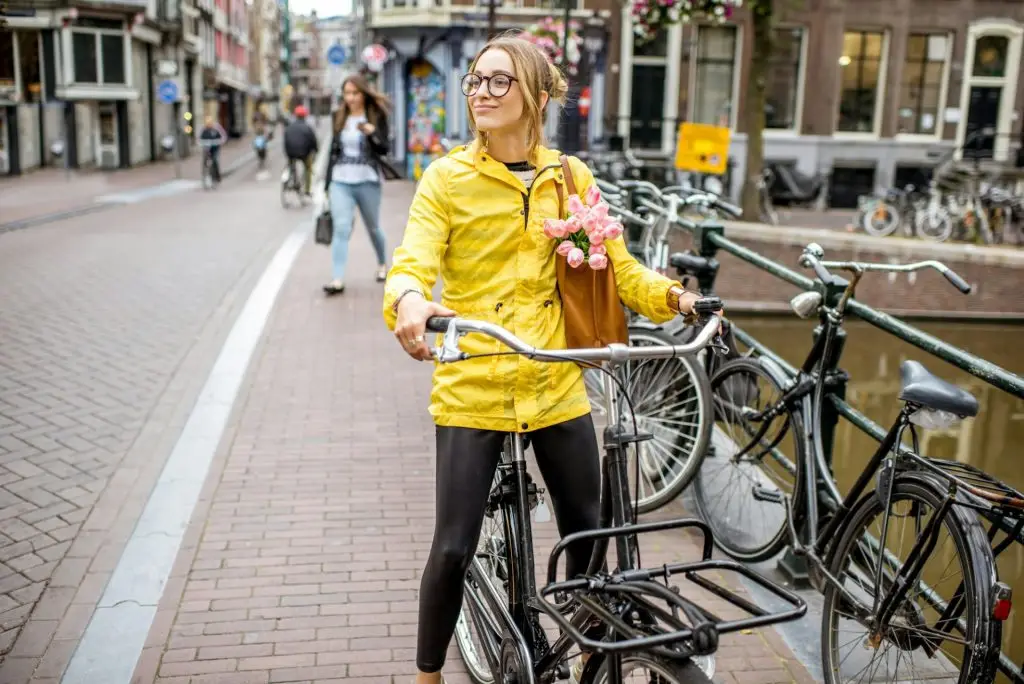 Woman traveling in Amsterdam