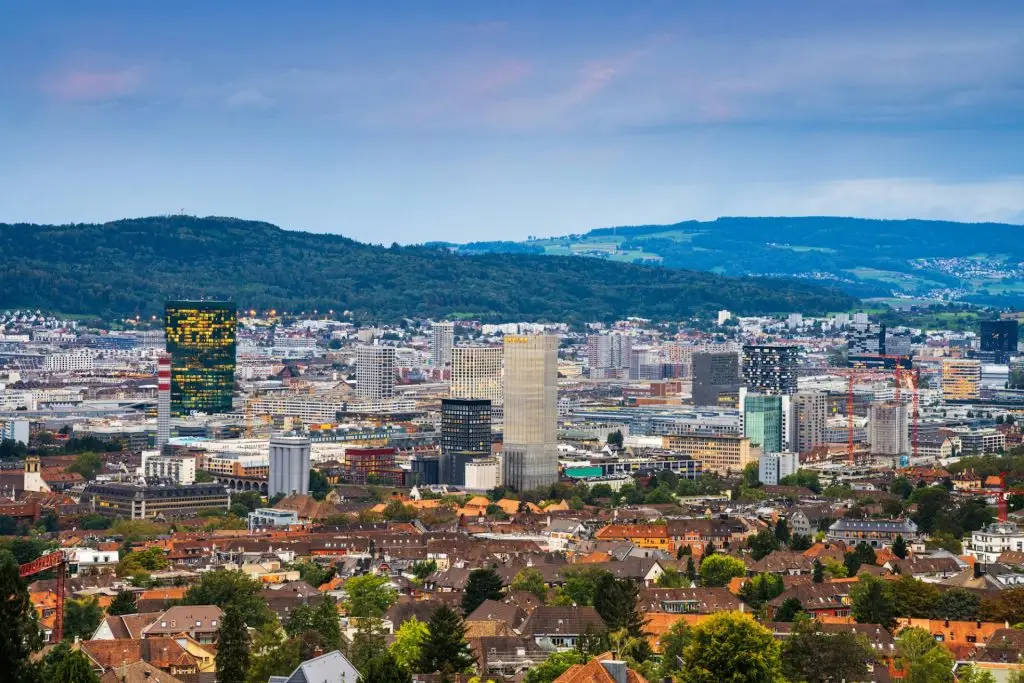 Zurich, Switzerland with Modern High rises