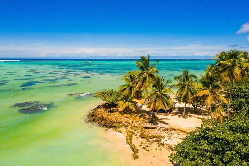 Aerial view of the Tobago cays in St-Vincent and the Grenadines in the Caribbean islands