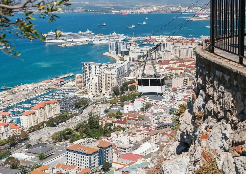 Cable car in the city of Gibraltar