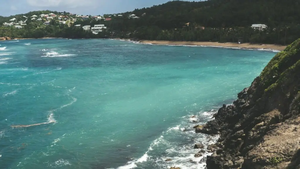 Caribbean beach from a cliff (Martinique)