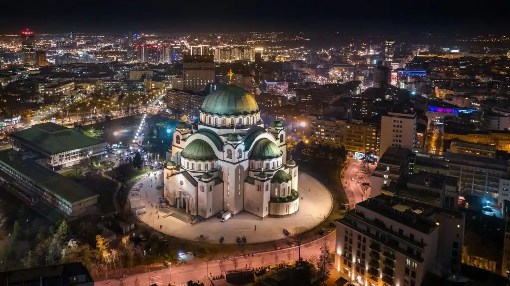 Temple of Saint Sava at night. Belgrade, Serbia.