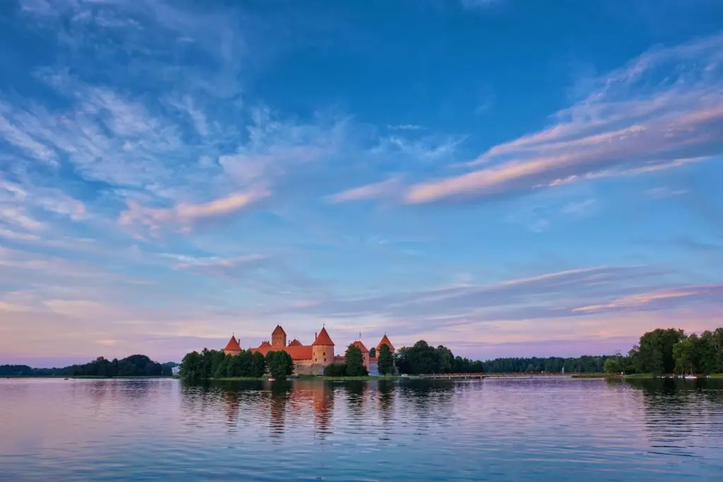 Trakai Island Castle in lake Galve, Lithuania