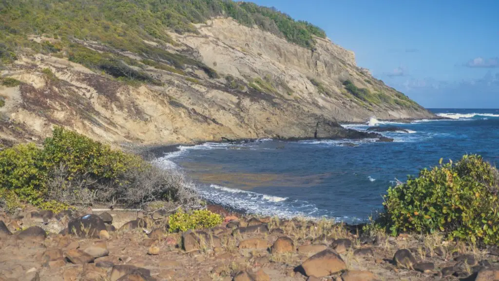 Wild rock beach in Caribbean (Martinique)