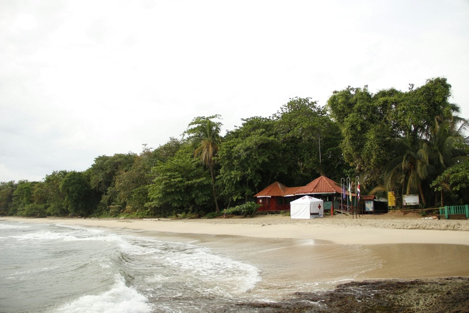 Cahuita National Park, bad weather on the beach of Cahuita Park. Costa Rica
