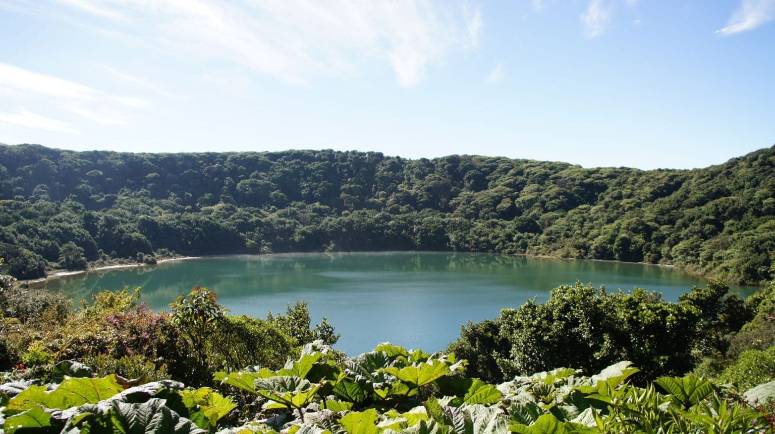 Poas Volcano National Park, Costa rica. A path leads to Lago de Botos, in Poas National Park. It is a beautiful walk in the forest that leads to a beautiful volcanic lake.