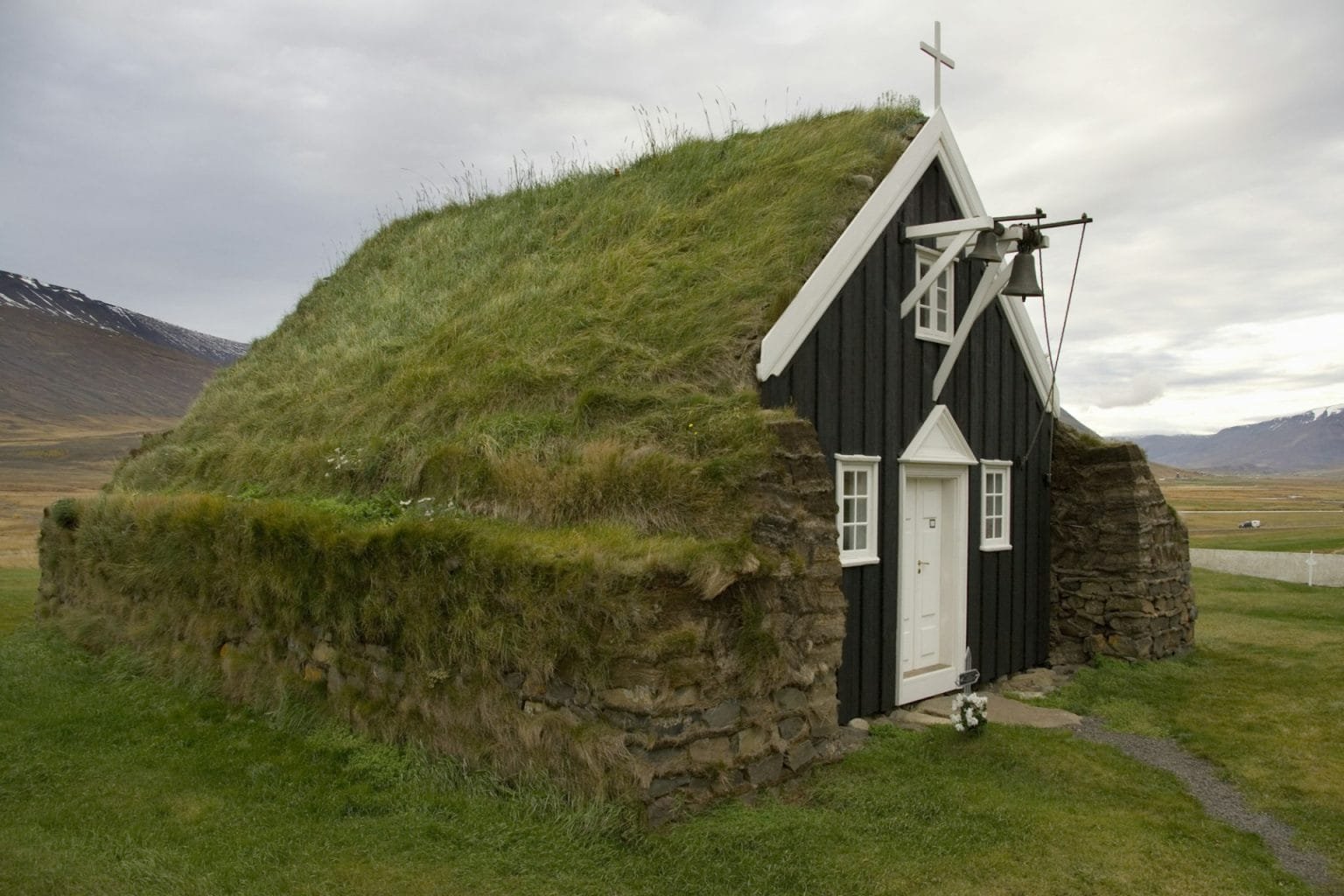 Saurbae Turf Church near Akureyri in the north of Iceland