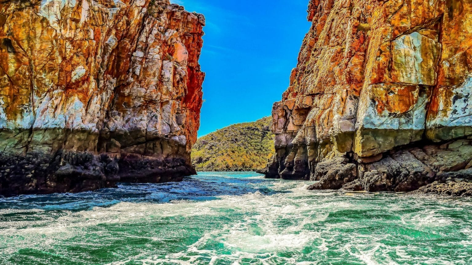 Scenic view of the Horizontal Falls in the islands of the Kimberley Region of Western Australia
