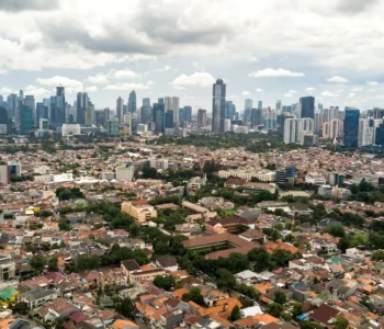 Aerial view of Jakarta cityscape in Indonesia