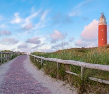 exel lighthouse during sunset Netherlands Dutch Island Texel, Wadden Islands